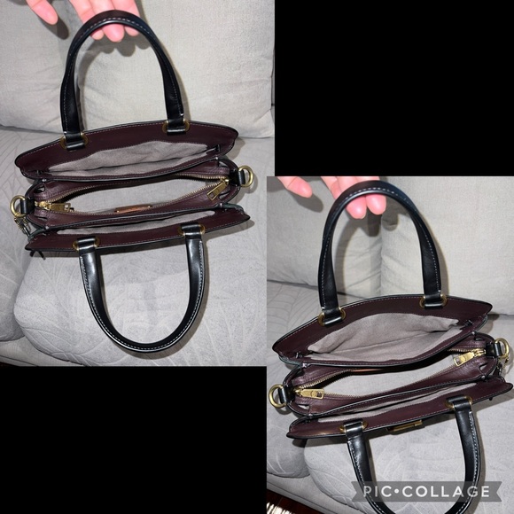 COACH $595 Tate Carryall 29 in Colorblock Amazon Green Leather Satchel Bag - Picture 10 of 17